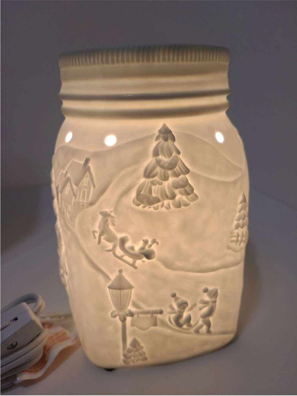 Scentsy Let it Snow full-size wax warmer designed as a snowman-themed mason jar